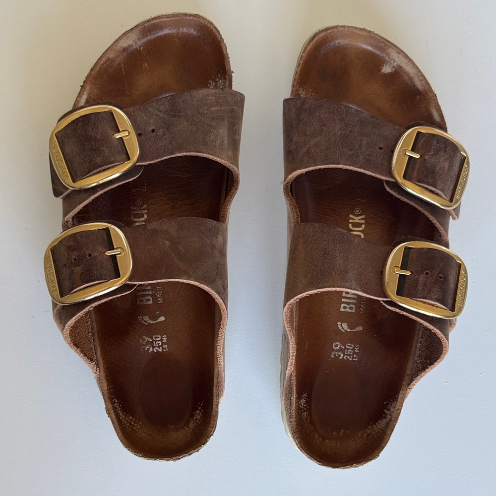 Birkenstock Big Buckle Brown Leather Footbed Sandal